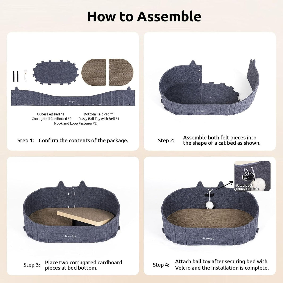 Cat Scratcher 24.2 Inch Sofa Shape Cat Scratching Bed with Bell Ball