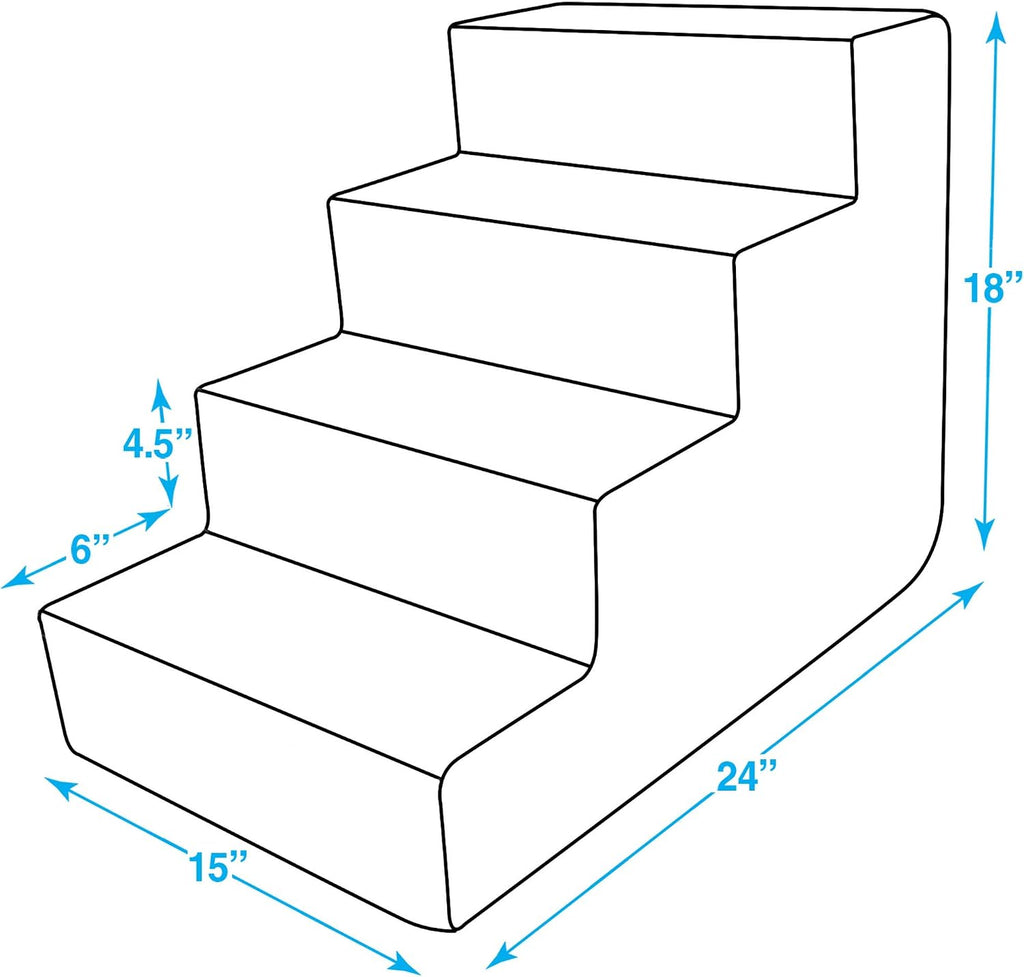 Best Pet Supplies Dog Stairs & Steps - Foam Steps for Small Dogs & Cats, Non-Slip Indoor Balanced Pet Step Support, Dog Ramp, No Assembly, Ash Gray Linen, 4-Step (18-inch Height)