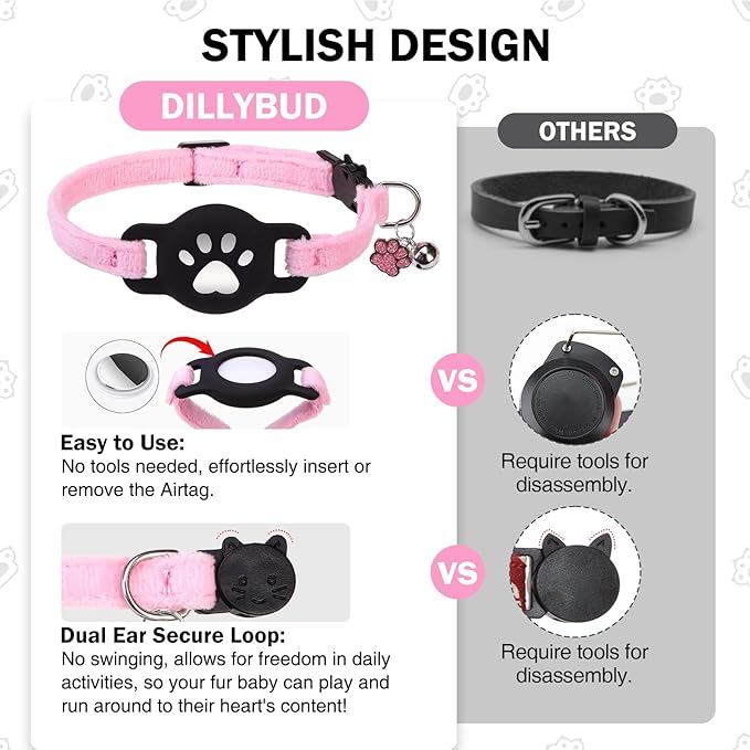 Airtag Cat Collar Breakaway, Cute GPS Cat Tracker Collars - Image 5