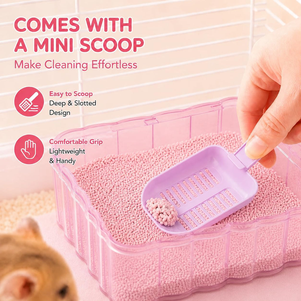 Hamster Sand Bath Container, Small Animal Dust Bath House with Scoop, White