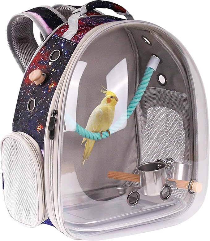 Galaxy Blue Bird Carrier Backpack by Pimoka