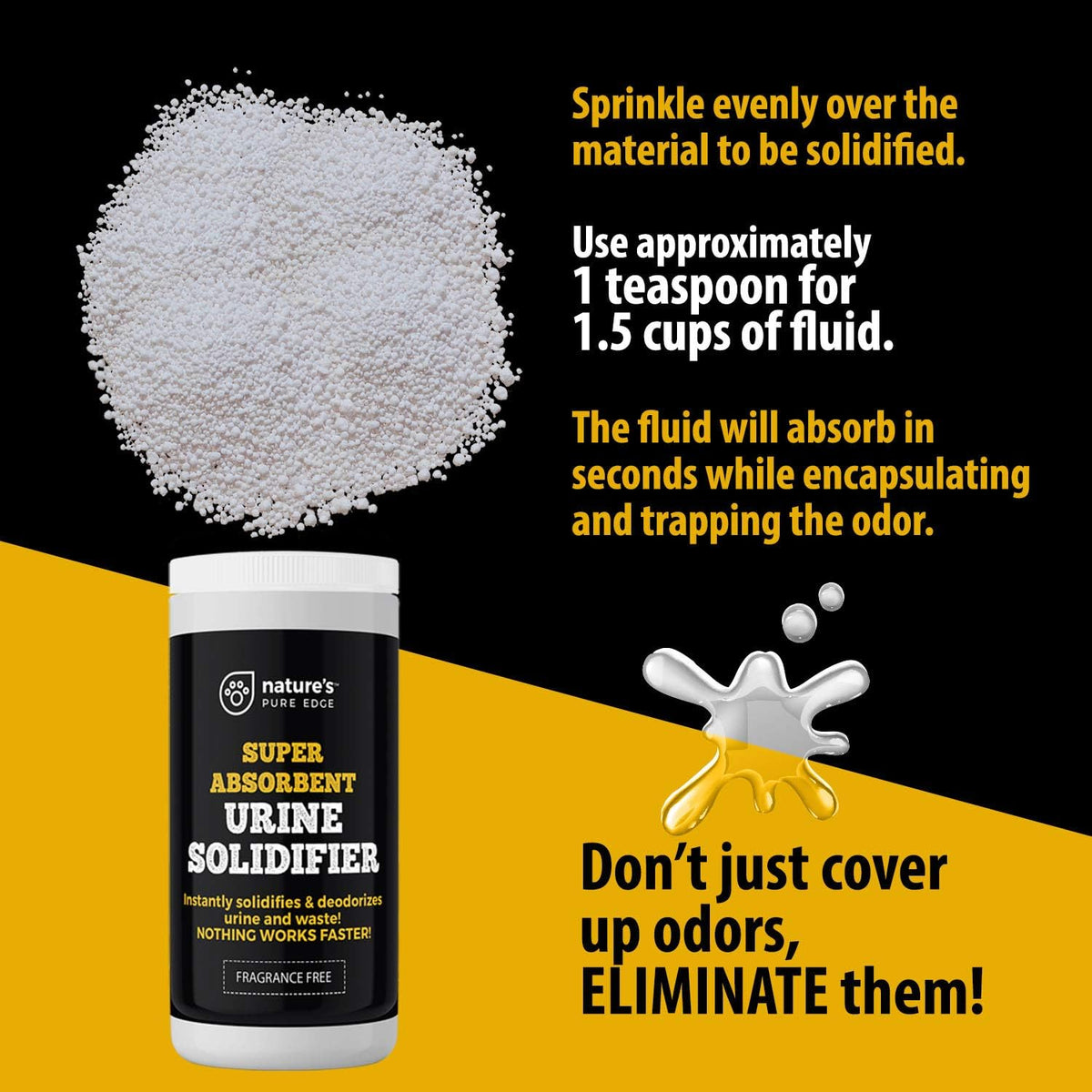 Super Absorbent Urine Solidifier & Poo Gel Odor Eliminator & Deodorizer for Portable Toilet, Camping Toilet, Porta Potty, Bedside Commode, Male Urinal & Pet Loo Solidifies Liquid in minutes (2 lbs)
