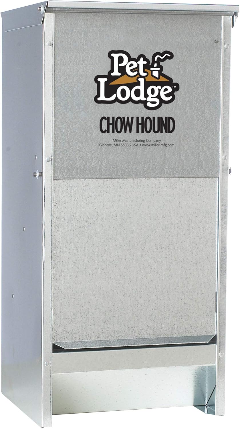 Pet Lodge® Automatic Dog Feeder | Chow Hound Outdoor Pet Feeder | Tough Galvanized Steel | Made in USA (25 lb)