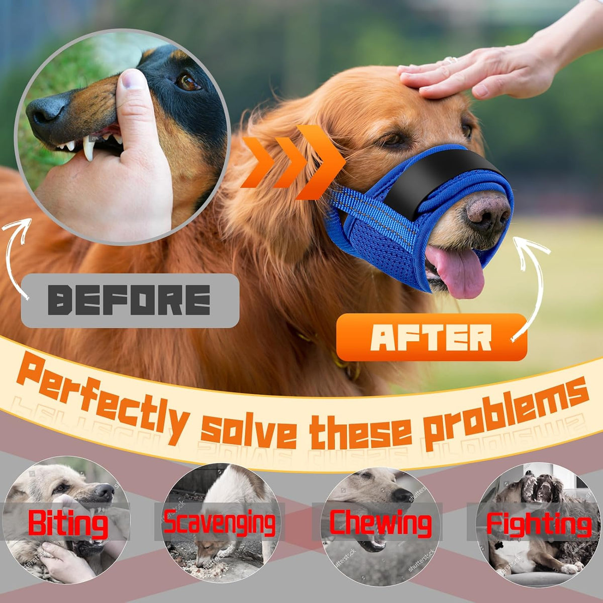 Dog Muzzle, Soft No Barking Mesh Muzzles for Medium Sized Dogs Anti Chewing, Breathable No Bite Muzzle for Mini Dachshund Jack Russell, etc, Suit for Grooming Vet Visits Allows Panting Drinking