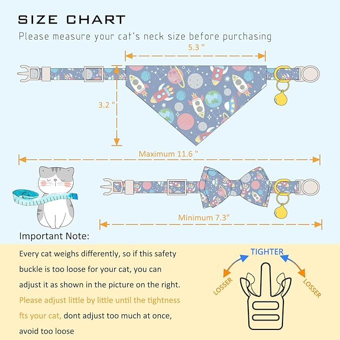 Faygarsle 2 Pack Space Theme Cat Collar Set - Image 2