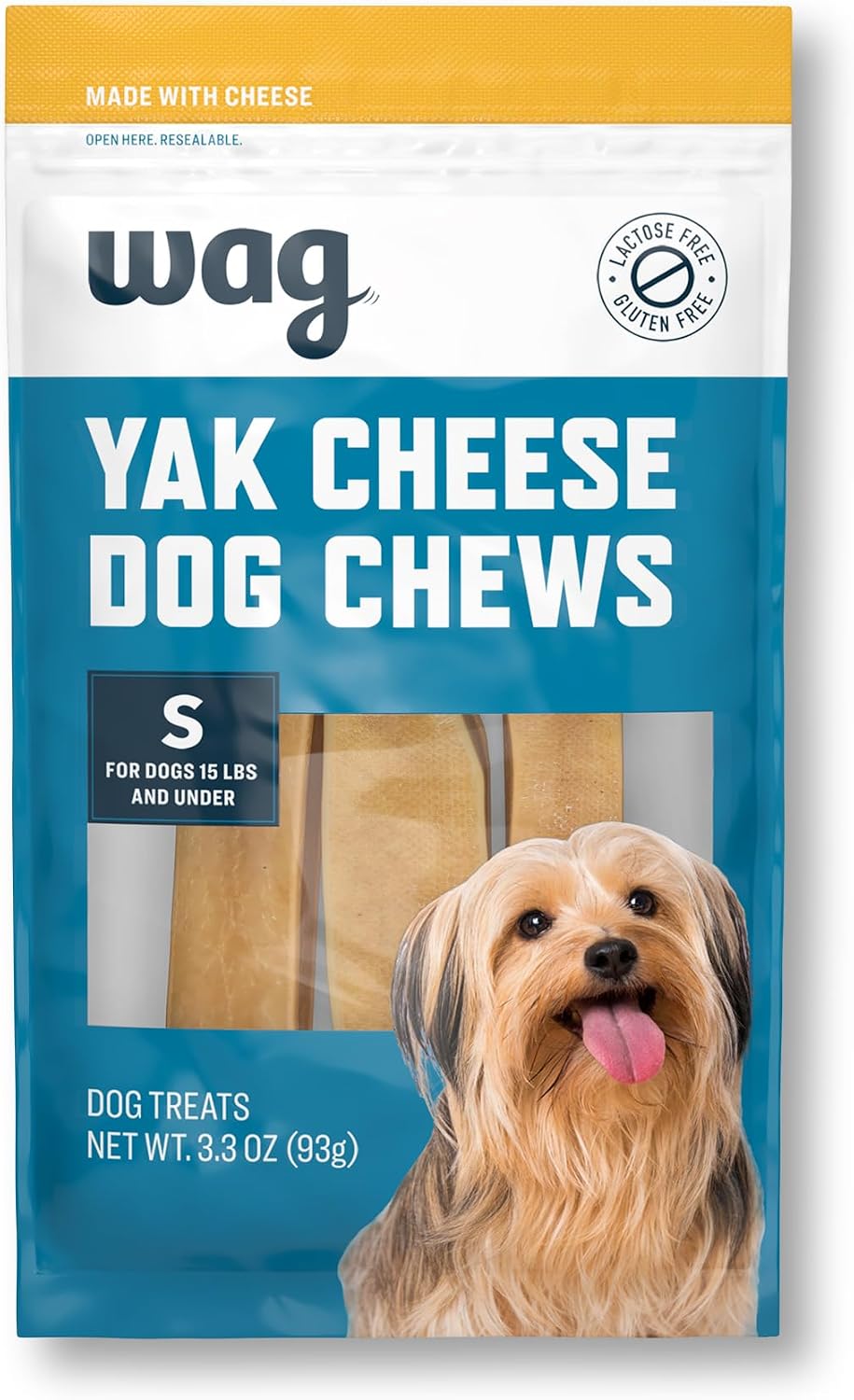 Amazon Brand - Wag Yak Cheese Himalayan Dog Chews, Dog Treats for Large Size Dogs, All Natural, High Protein for Aggressive Chewers, 35-55 lbs, 3 Count, 9.9 oz