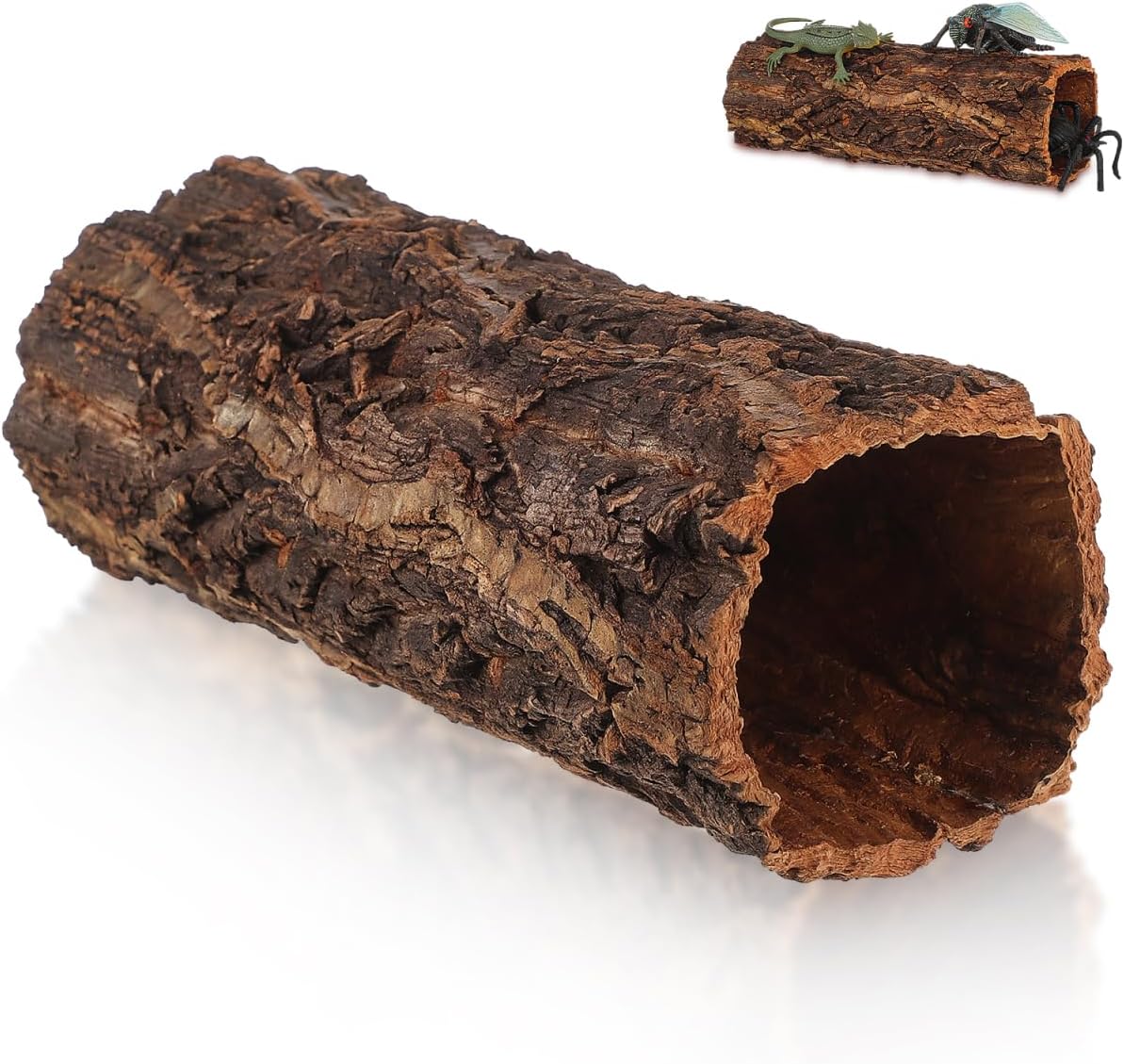 Garneck Reptile Hideout Gecko Hide Cave Hollow Log: Wood Tree Trunk Shelter for Snakes Lizards Hermit Crabs Turtle Terrarium Decor Habitat House Naturalistic Enclosure Accessory