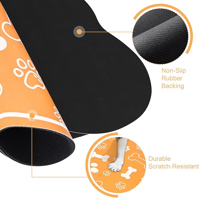 Dog Cat Mat for Food and Water, Rapid Absorbent Pet Feeding Mat, Bone Shaped - Image 3