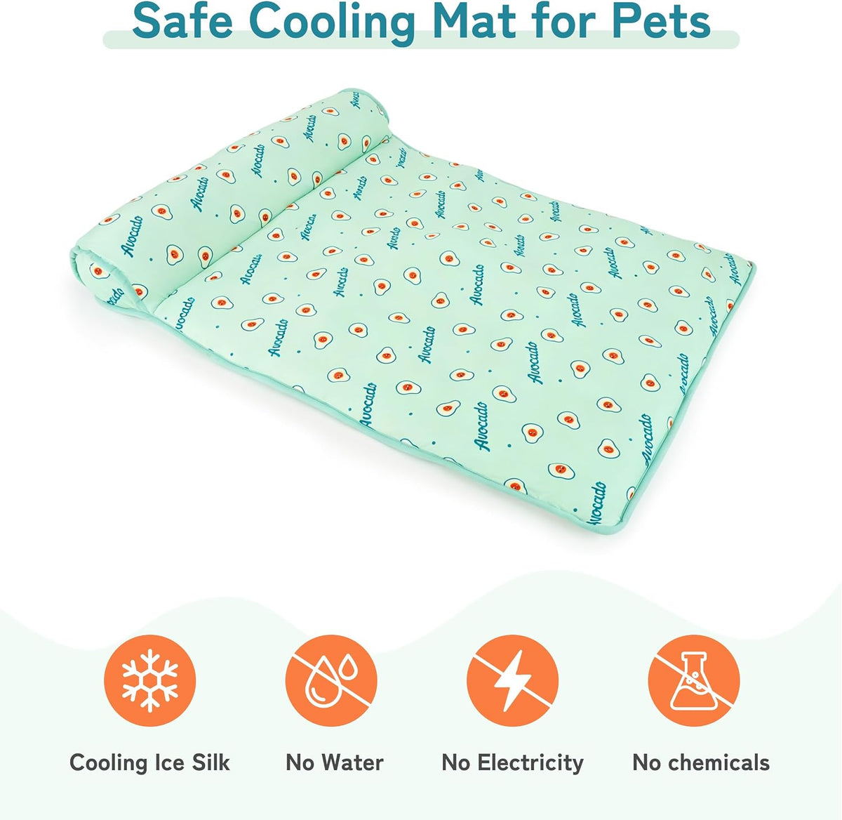PUMYPOREITY Cooling Dog Bed, Pet Cooling Mat with Pillow, Ice Silk Cooling Dog Blanket, Self Cooling Pad for Cat,Dog, Washable Summer Pet Mat for Kennel, Crates, Sofa, Floor, Green, L
