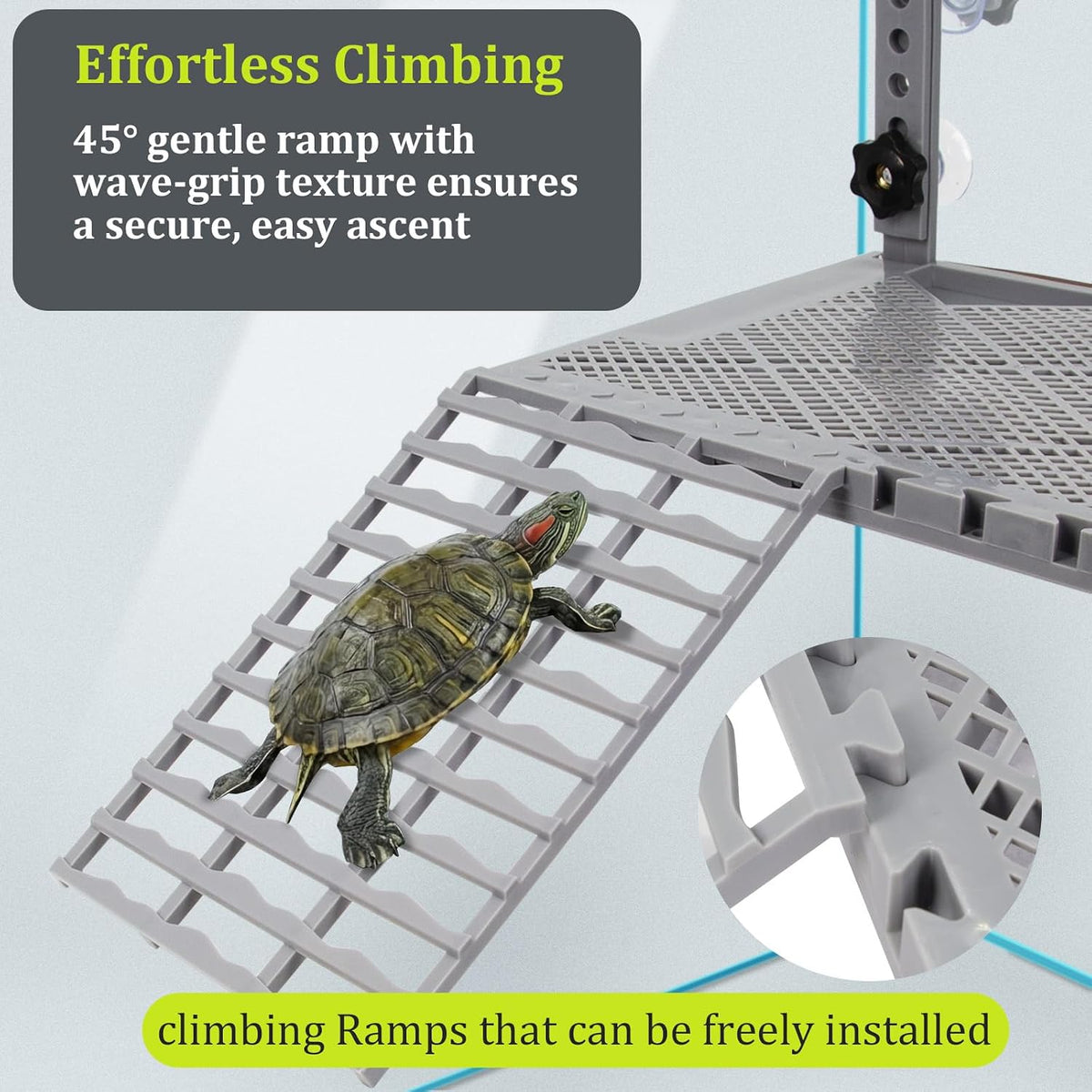 Hanging Turtle Basking Platform with Food Tray for 30-75 Gal Aquariums
