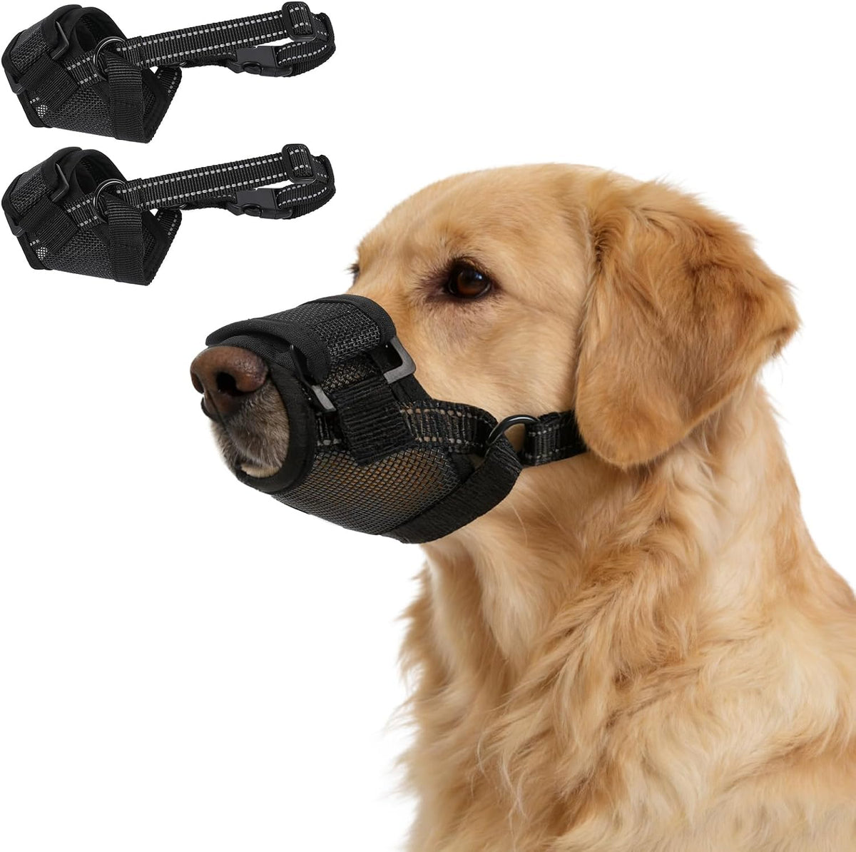 2 Pack Breathable Adjustable Soft Dog Muzzle, Allows Drink Pant L