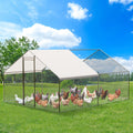 GarveeLife Large Metal Chicken Coop, Chicken Coop Run, Outdoor Chicken Pen with Waterproof & Anti-UV Cover, Large Chicken Run or Outdoor Farm Yard (13.1' L x 6.6' W x 6.6' H)
