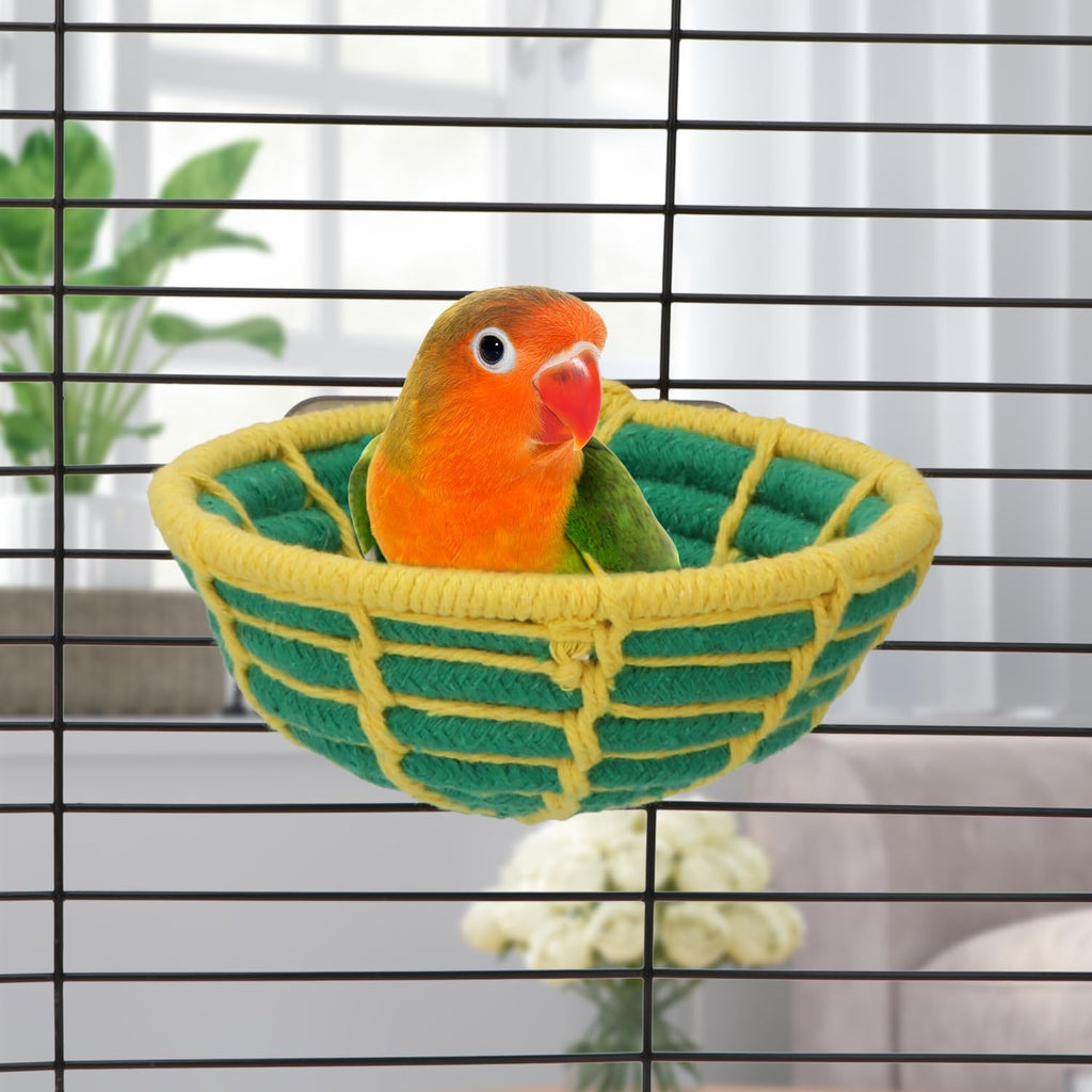 Hypeety Bird Breeding Nest Handmade Cotton Rope Bird Hatch House, Green