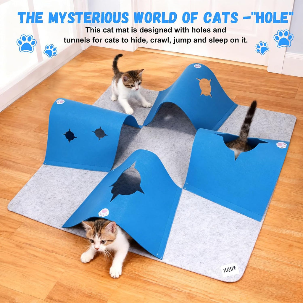 4-Way Cat Tunnels for Indoor Cats, Interactive Toys with Plush Ball