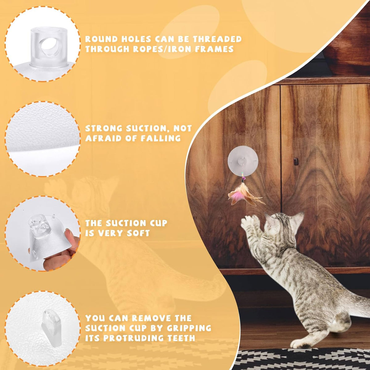 8 Pieces Cat Window Perch Suction Cup Powerful Window Bed Seat Replacement Suction Cup Clear PVC Sucker Pads for Cat Hammocks/Window Seat/Perch