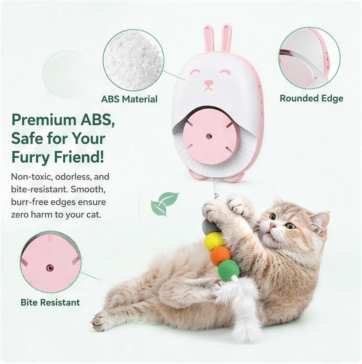 Interactive Cat Toy for Indoor Cats, Automatic Hanging Cat Toy with 5 Refill Teasers, USB-C Rechargeable Self Play Cat Toy, Door Kitten Toy for Exercise, Boredom Relief and Cat Enrichment (White)