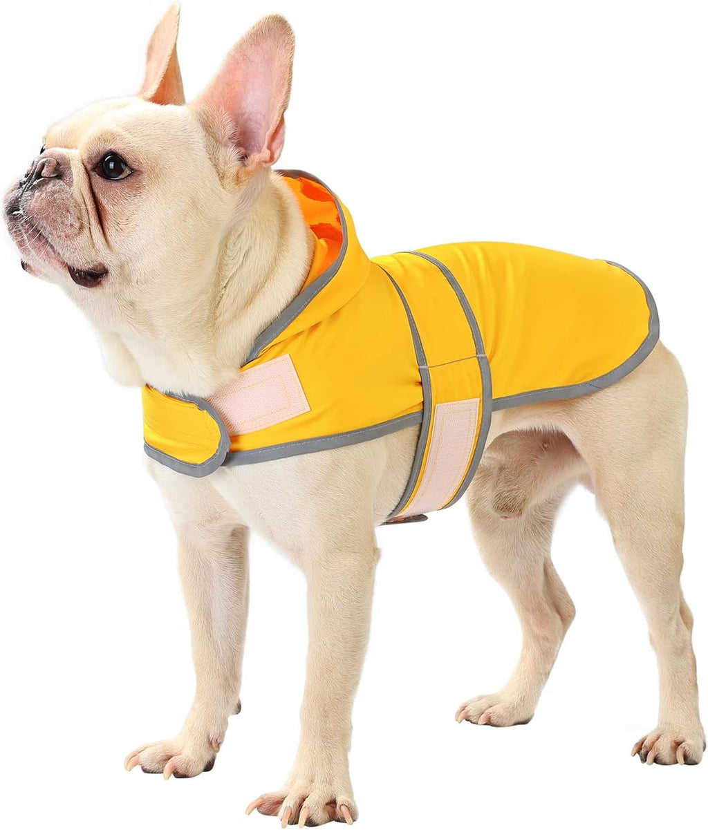 Dog Raincoat, Waterproof Dog Rain Jacket with Hood, Adjustable Rain Coat Poncho with Reflective Strips & Leash Hole for Large Medium Small Dogs Puppies, Lightweight Pet Clothes