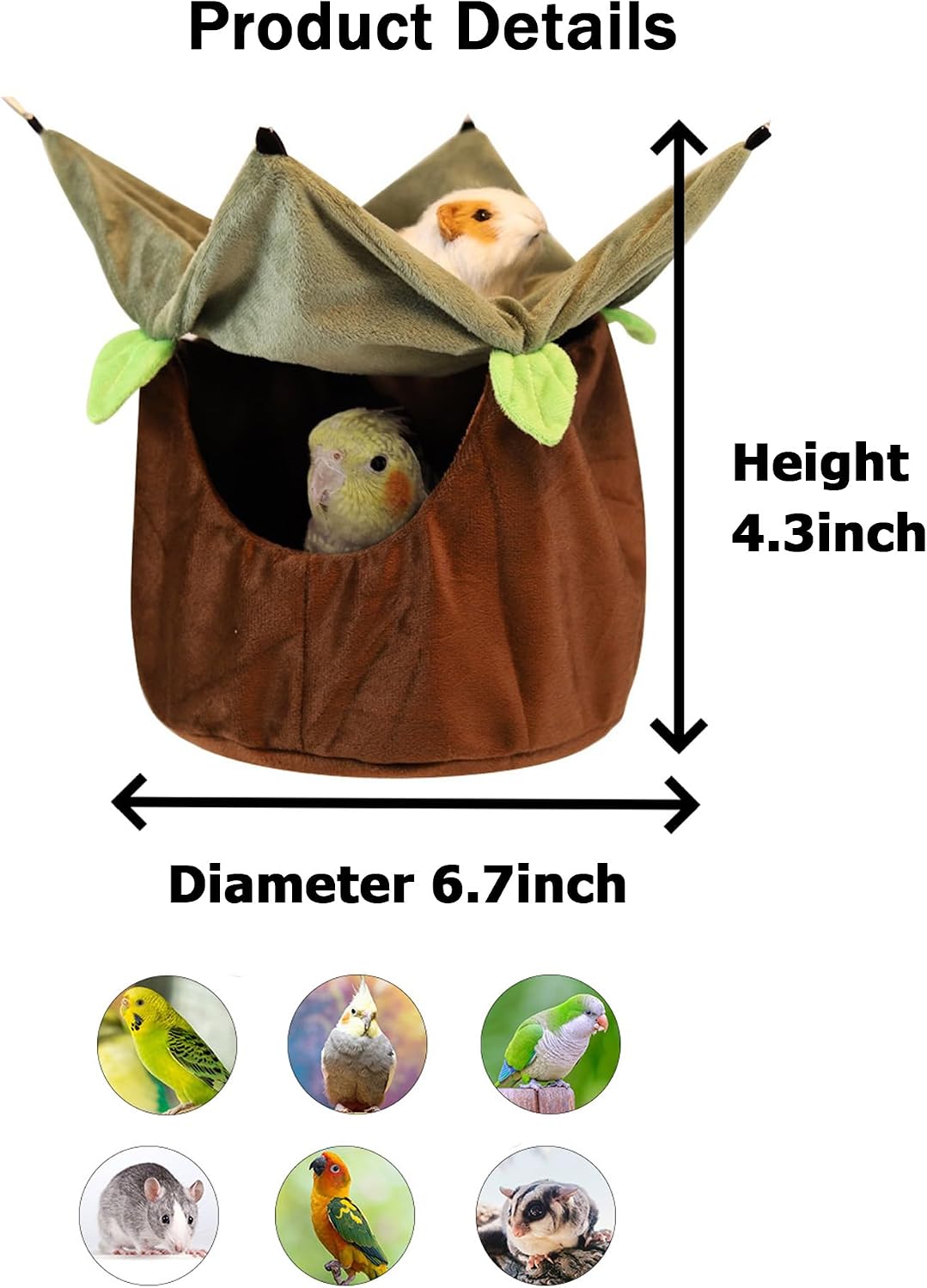 FLAdorepet 2 Layers Bird Hammock Nest Hanging Bed for Parrot Sugar Glider