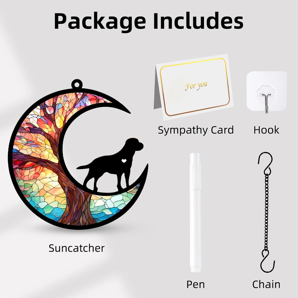 Dog Memorial Gifts for Loss of Dog Angel - Pet Dogs Memorial Suncatcher Gifts for DIY Dogs Death Sympathy Pass Away Gift with Card Name Date