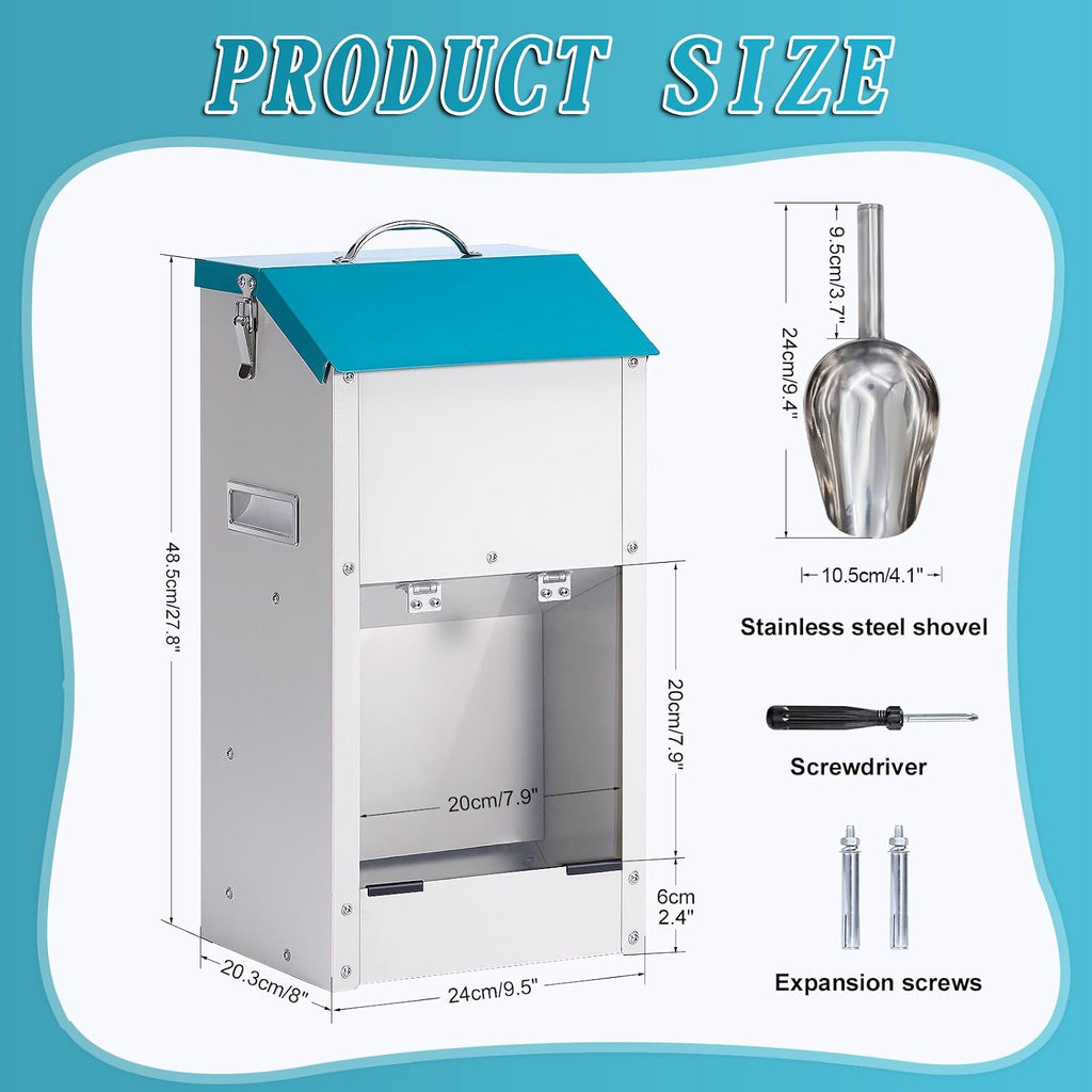Galvanized Gravity Automatic Dog Feeder 15 lbs Outdoor Dog Feeders