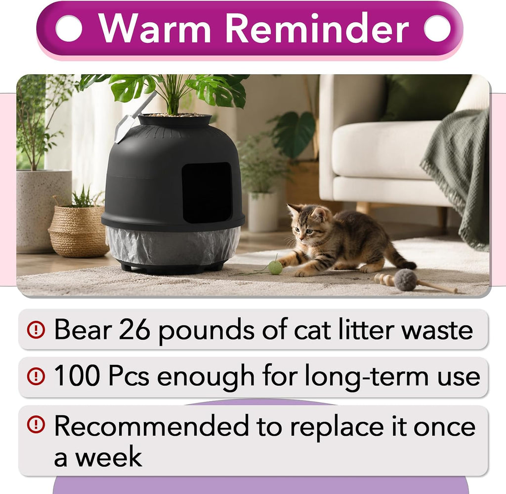 100 Pcs Litter Box Liners Compatible with Lifewit Hooded Litter Box Cat