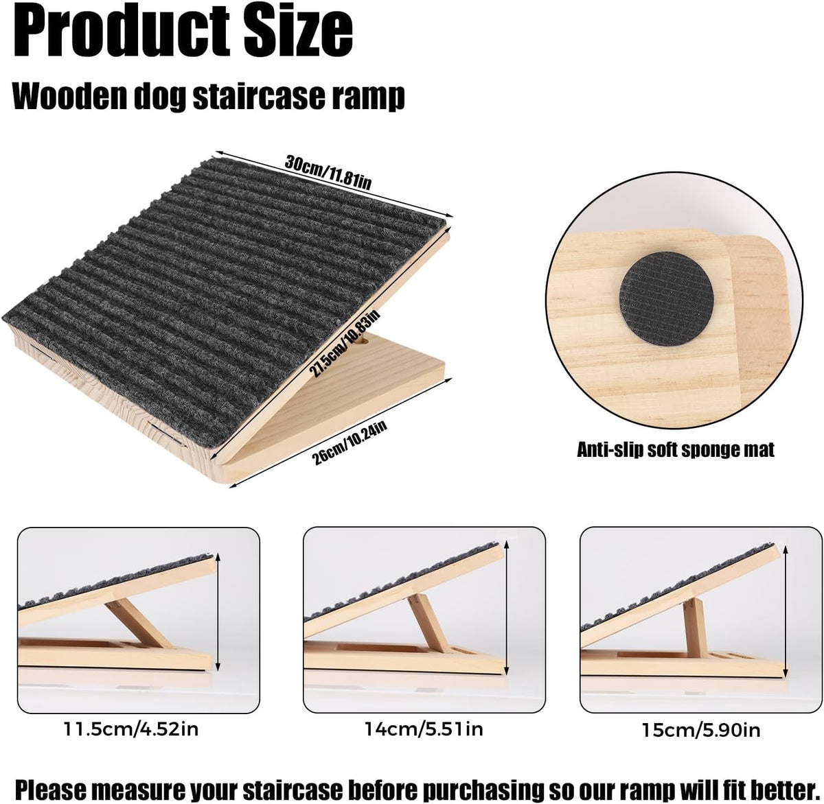 2pcs Adjustable Dog Ramp for Couch & Stairs, Portable Foldable Pet Steps Stairs Assist with Anti-Slip Mats, Pet Accessories Supplies Must Haves for Small Dogs & Cats Elderly Injured or Senior Pets