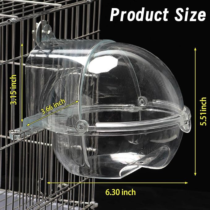 Bird Bath Box for Cage, Parrot Hanging Planet Bathtub No-Leakage Transparent - Image 2
