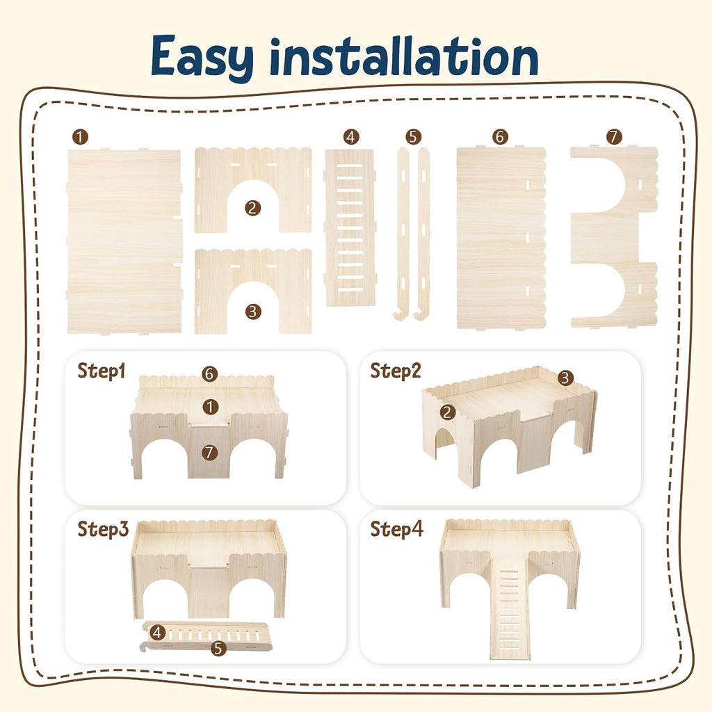 1 Set Large Guinea Pig Hideout with Stairs