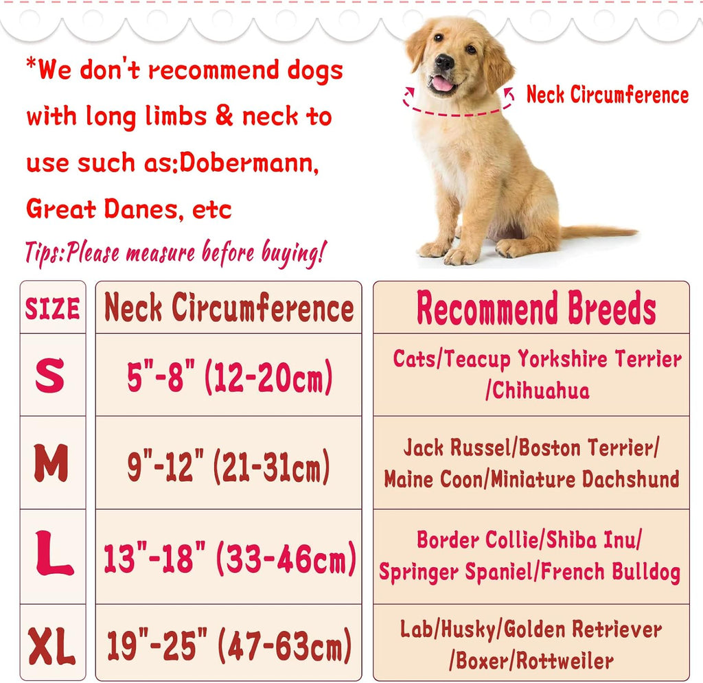 Inflatable Soft Dog Cone Collar for Small Medium Large Dogs & Cats Alternative After Surgery, Blow Up Pet Donut Neck Cone Prevent from Biting & Scratching, Comfy Adjustable Recovery Pillow Collar