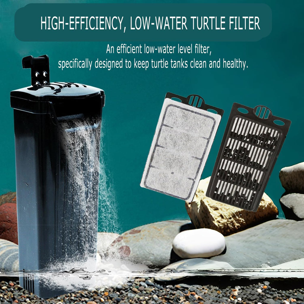Upgraded 3 GAL Turtle Tank Kit(Tank+3.5W Filter+Light+Basking Platform),Fish Tank Starter Kit, Aquarium for Crabs,Fishes,Amphibians,Reptiles