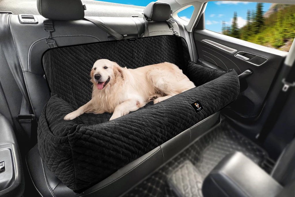 Dog Car Seat for Small Medium Dogs,Detachable Washable Travel Safety Pet Booster Seat, Comfy Ultra Soft and Multifunctional Car Travel Bed,Black