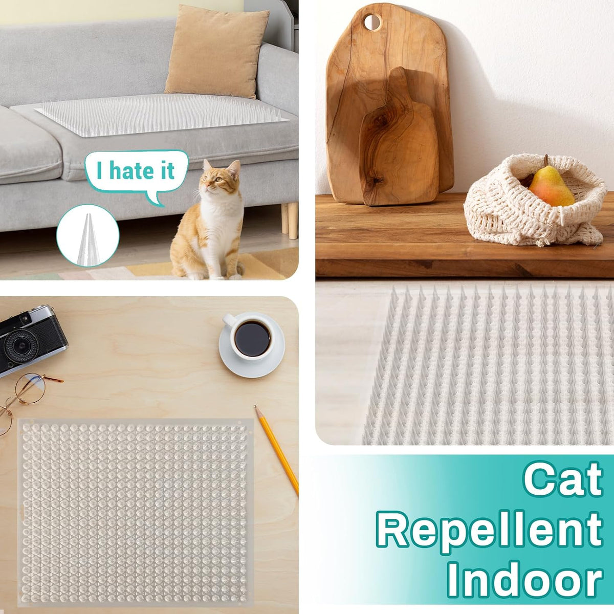 Mardili 10 Pack Scat Mat for Cats with Spikes, Cat Repellent Mat 16x13 Inch