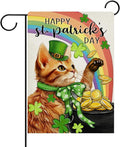 Dyrenson Happy St Patricks Day Orange Cat Decorative Garden Flag, Pet Rainbow by Dyrenson