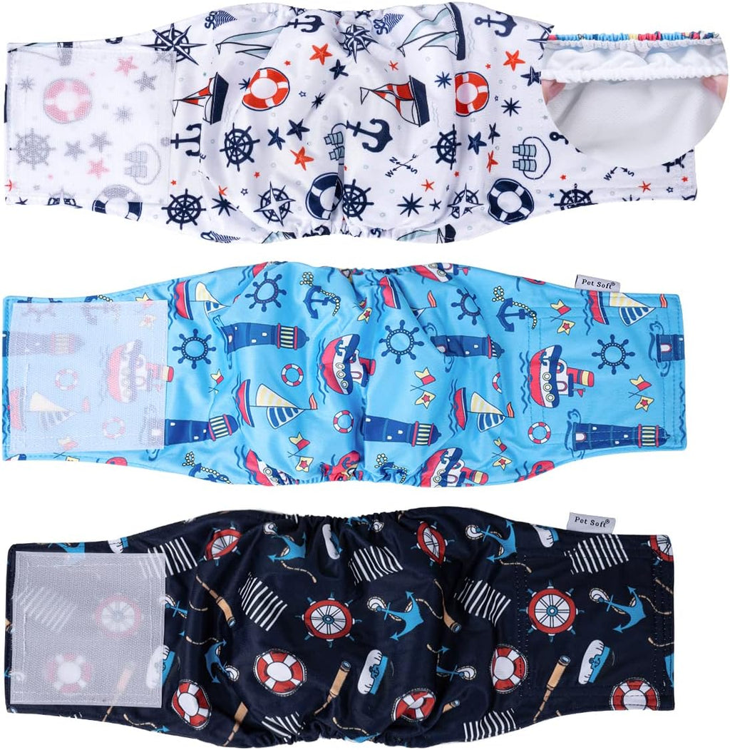Pet Soft Dog Belly Bands - Washable Dog Diapers Belly Band for Male Dogs, Reusable Male Dogs Wraps 3pack for Doggy Puppy (Blue Plaid, M)