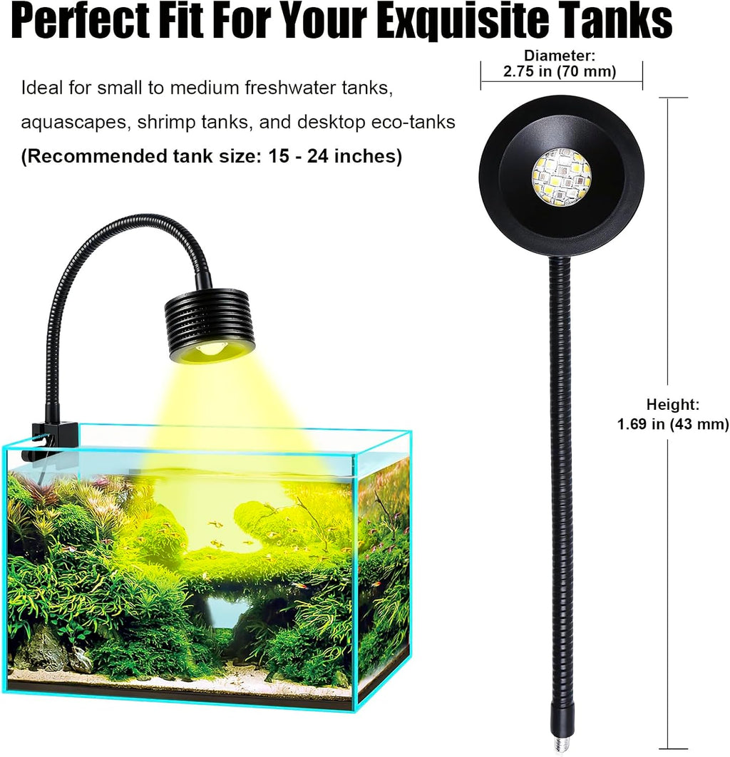20W Full Spectrum LED Aquarium Light, Nano Fish Tank Lamp