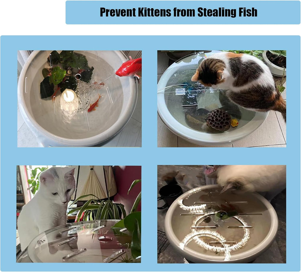 1 Pcs Acrylic Aquarium Anti-Jumping Lid Cover with Hole, Aquarium Cover Lid to Prevent Fish, Reptiles, Shrimp, Turtles from Jumping Out of The Tank, Thick 3mm (Diameter 7.8inch)