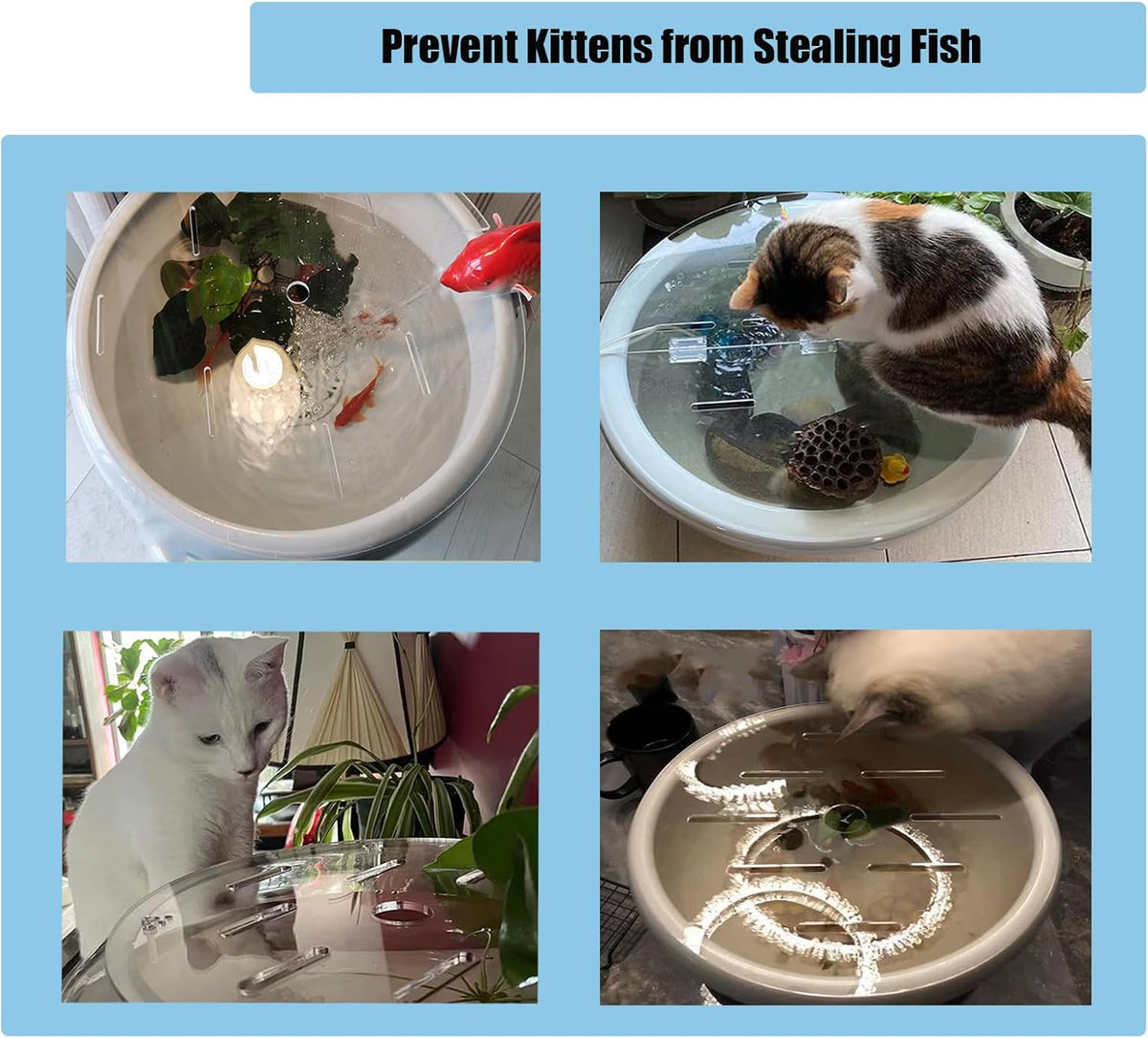 1 Pcs Acrylic Aquarium Anti-Jumping Lid Cover with Hole, Aquarium Cover Lid to Prevent Fish, Reptiles, Shrimp, Turtles from Jumping Out of The Tank, Thick 3mm (Diameter 7.8inch)