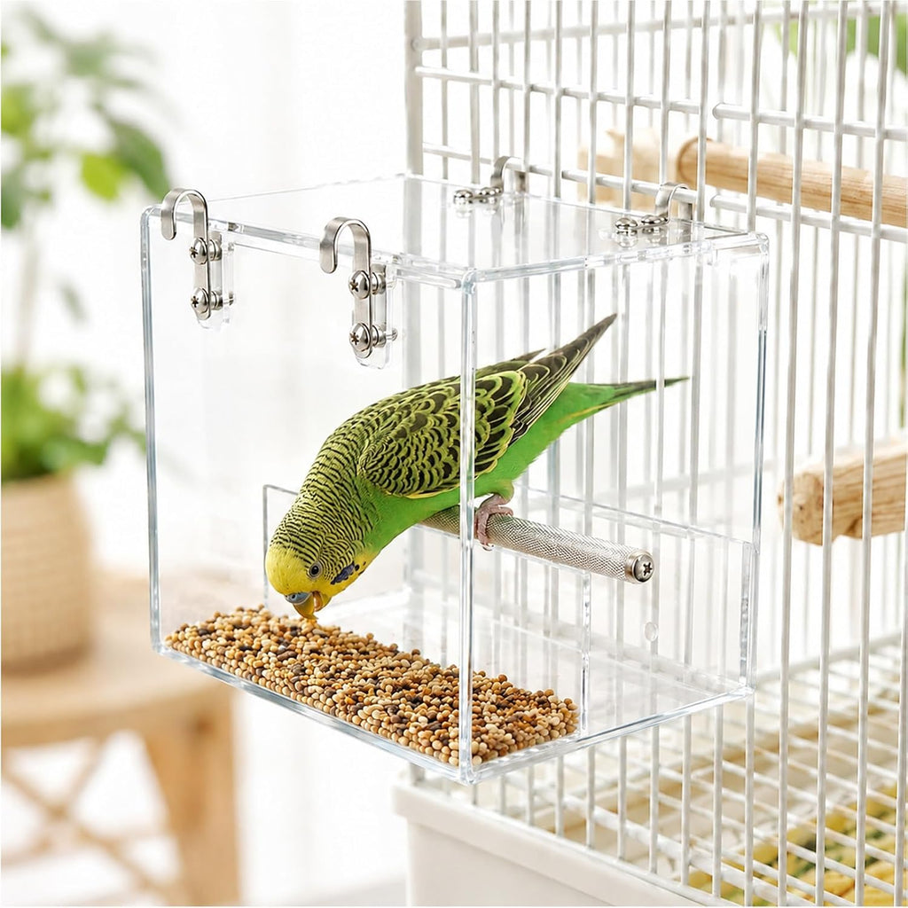 NQEUEPN Bird Cage Feeder, Clear Acrylic Clear Bird Food Feeder