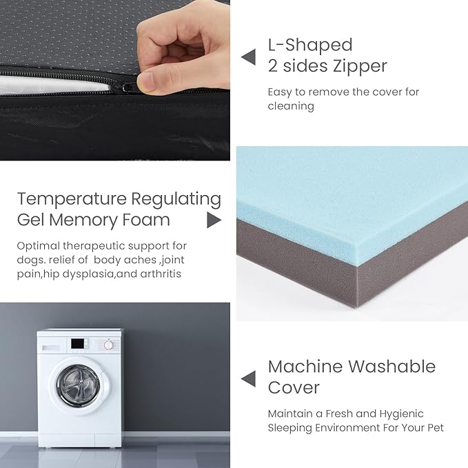 Orthopedic Memory Foam Bed for Large Dogs, Waterproof Cooling Pet Mats for Crate - Image 4