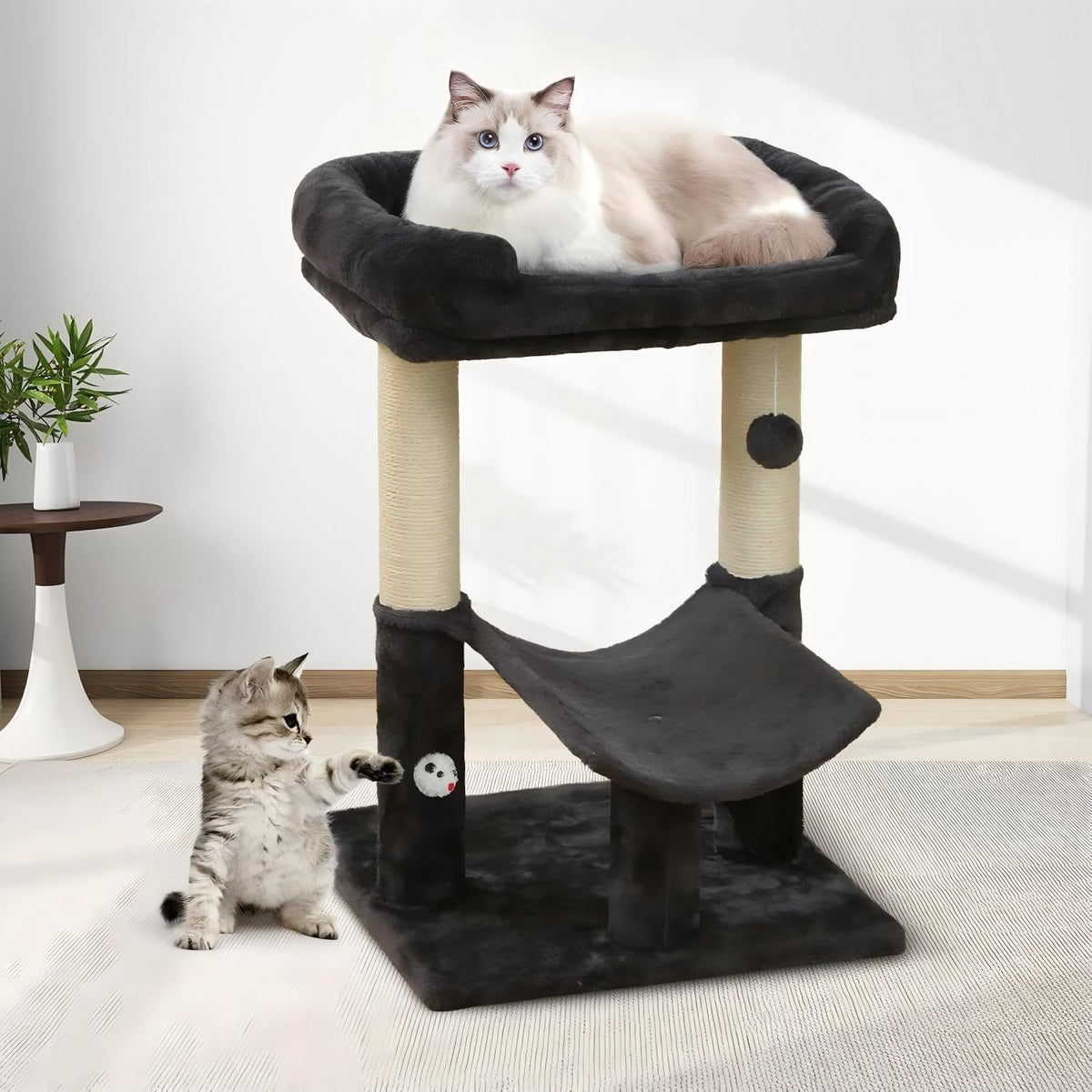 UWELLPETS 24" Tall Small Cat Tree Tower for Indoor Cats, Grey