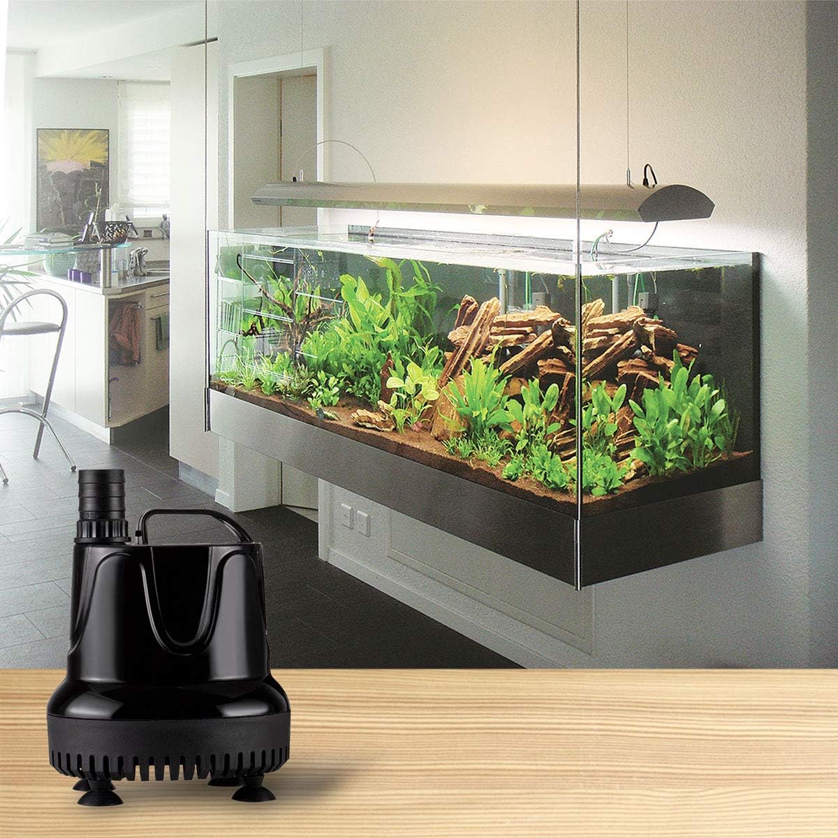 hygger 215 GPH Quick Water Change Aquarium Pump Submersible Fountain Water Pump Fish Tank Pond Drain Transfer Pump with 2 Adaptors