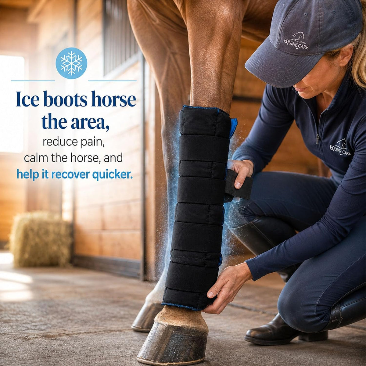 LOVIVO 1 Pack Reusable Gel Horse Ice Boots, Adjustable 4 Leg Cooling Wraps