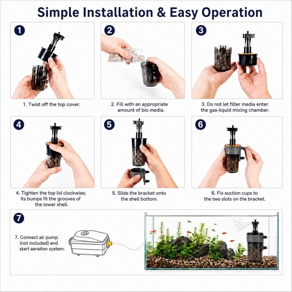 Aquarium Filter Air-Driven with Ceramic Balls, Medium