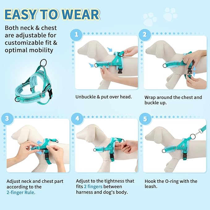 SlowTon No Pull Small Dog Harness and Leash Set, Puppy Soft Vest Harness Neck & - Image 9
