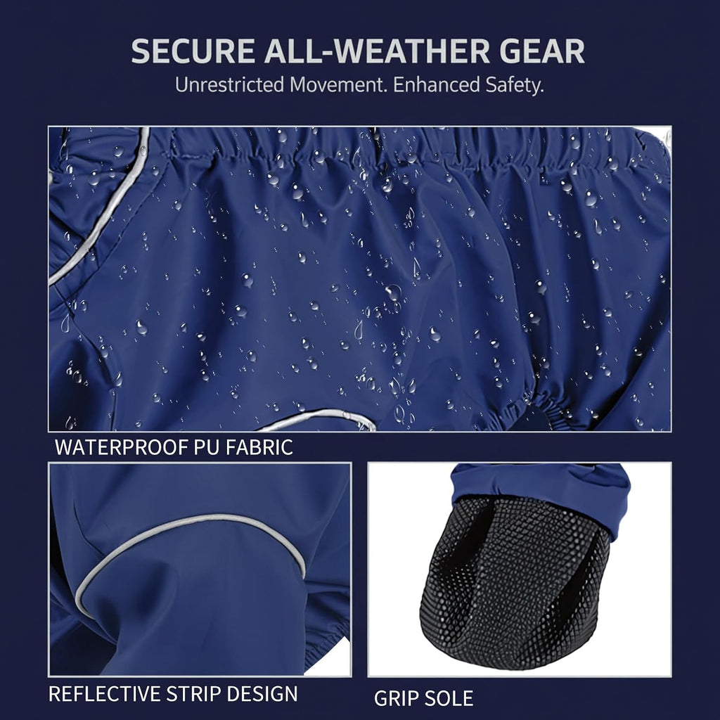 Dog Pants with Suspenders, Adjustable Waterproof Dog Boots, Anti-Dirty Anti-Slip Pet Paw Protectors, Reflective for Night Visibility, Ideal for Daily Outdoor Strolls (Dark Blue, M)