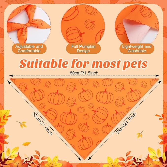 Abbylike 50 Pcs Fall Thanksgiving Dog Bandanas Bulk Pumpkin Bandanas - Image 3