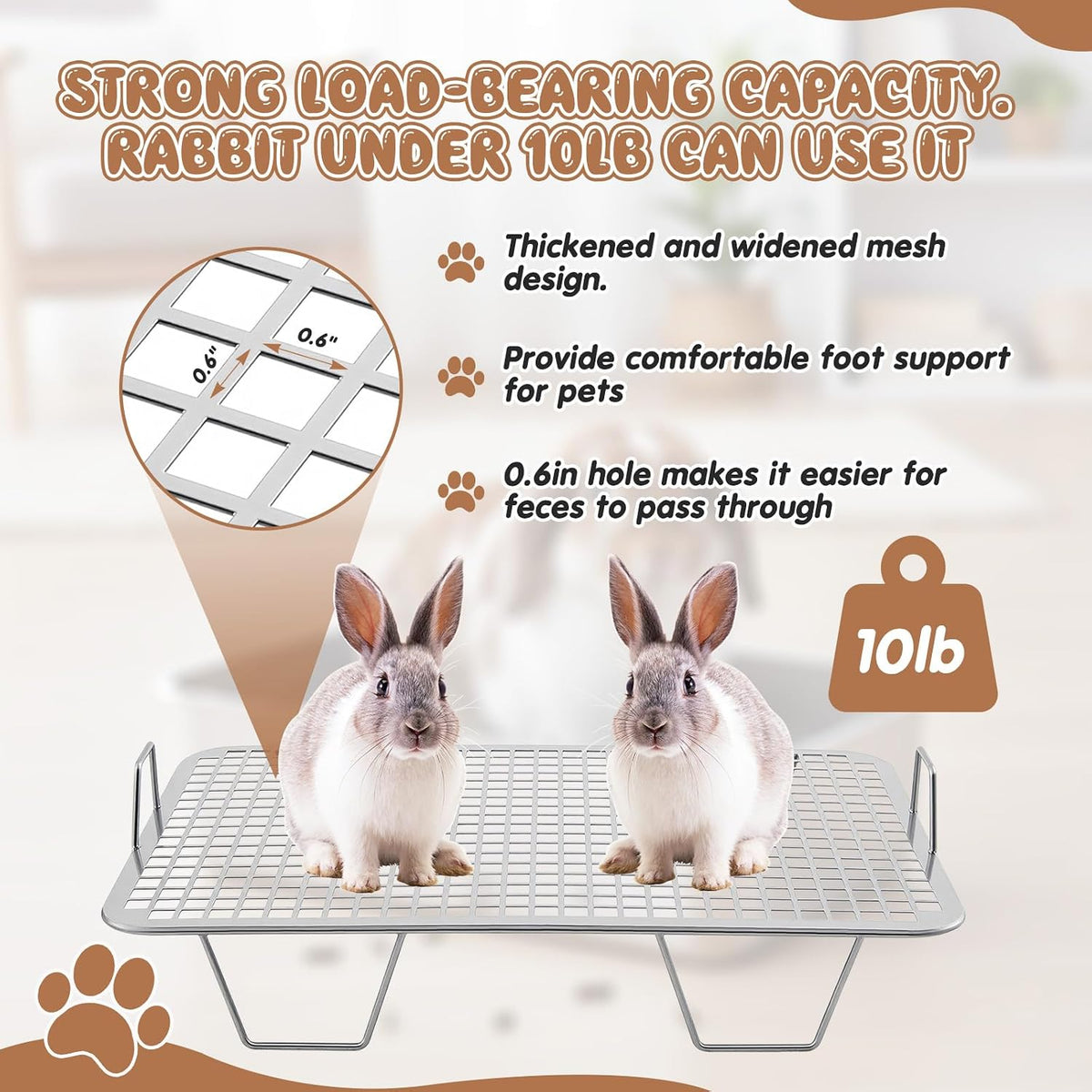 2 Pcs Rabbit Litter Box, XL Stainless Steel Bunny Litter Box with Grid&hook