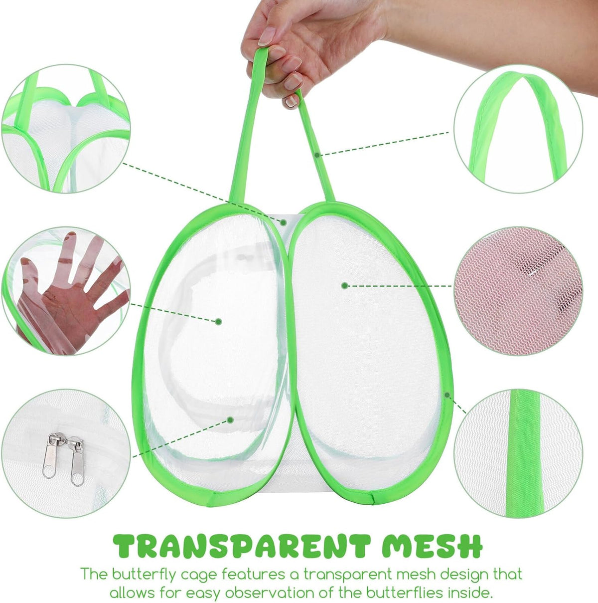 Toyvian Butterfly Habitat Mesh Cage, Portable Insect Enclosure