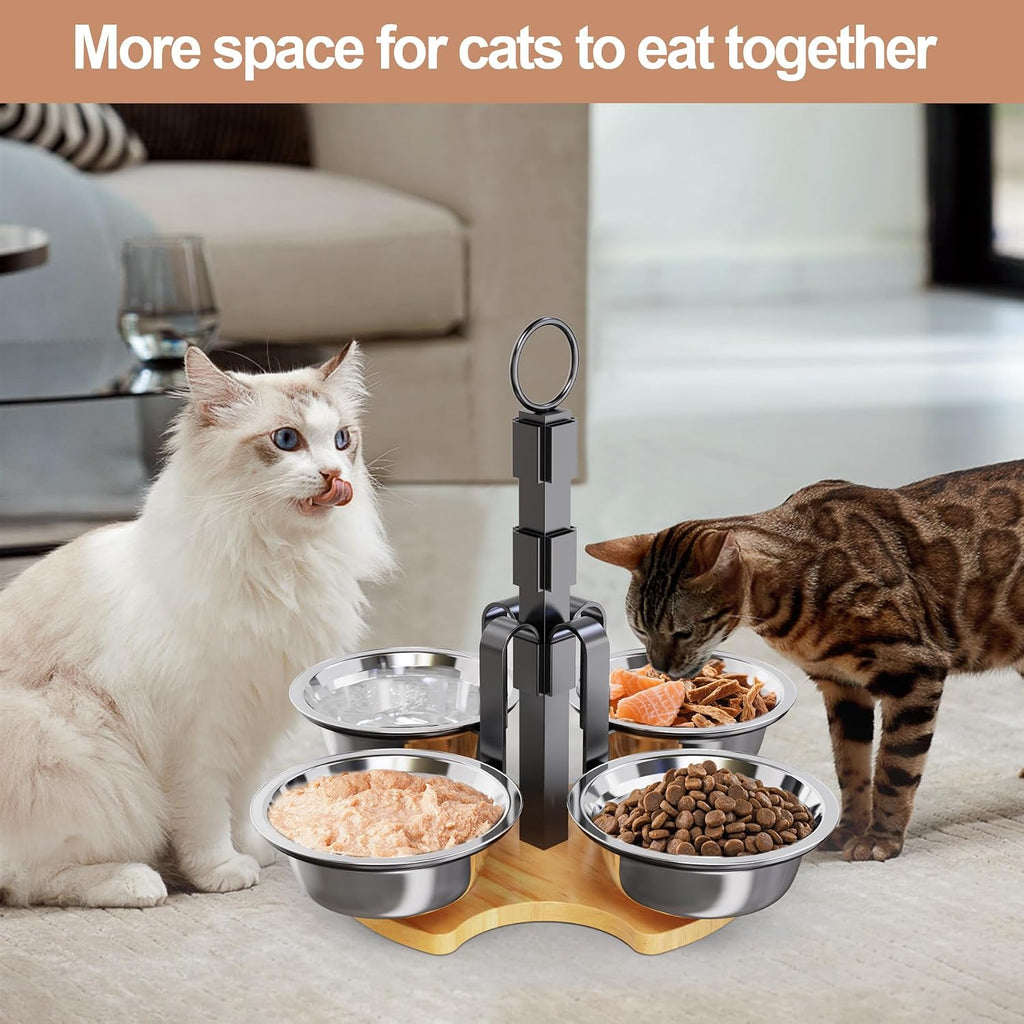 Elevated Cat Bowls 3 Adjustable Height 4 Stainless Steel Cats&Dogs