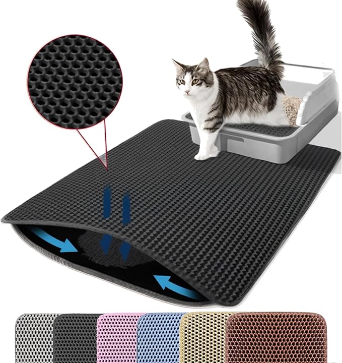 Jumbo Cat Litter Mat, 46x26 Inches Double Layer Honeycomb Litter Trapping Mat by Petinstinct